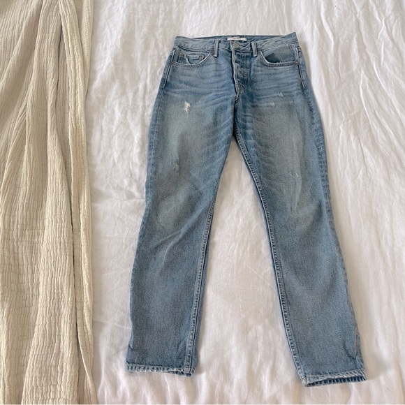 $215 GRLFRND Medium Wash Karolina Distressed Jeans - Picture 3 of 10